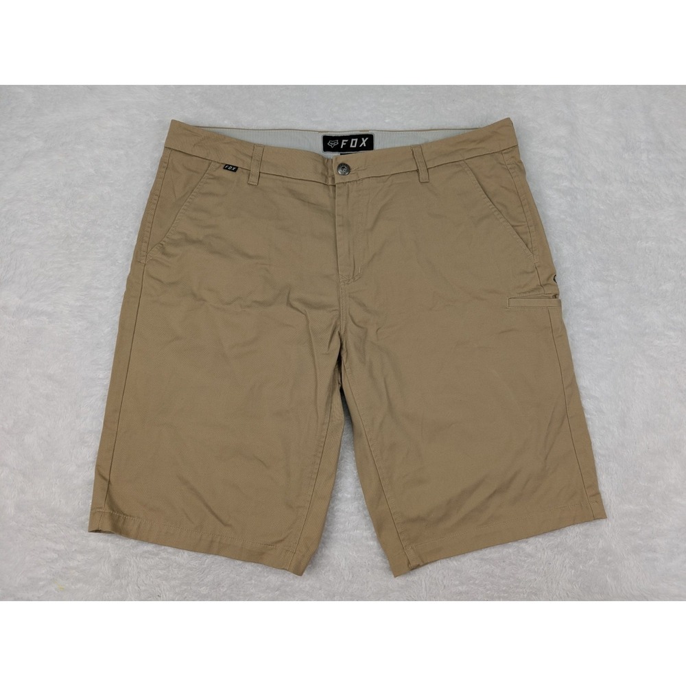Fox Racing Shorts Men's Khaki Chino Size 38 (40x12) Tan Cotton Twill Flat Front